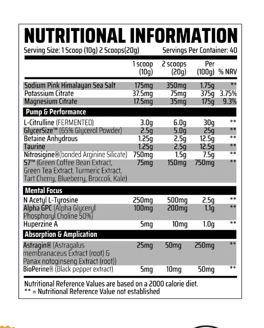 Chemical Warfare Nitro Pump Non Stim - Nootropic